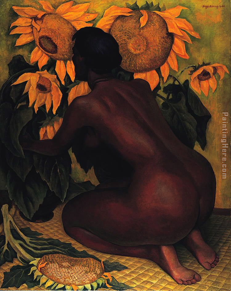 Diego Rivera Desnudo con girasoles 1946